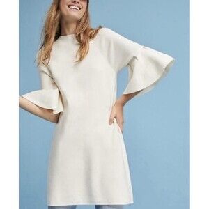Moth Anthropologie Chester Dress Medium Ivory Off White Sweater Bell Sleeve